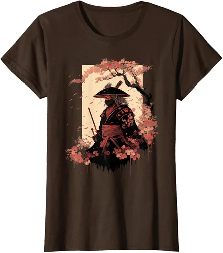 Vista 15 de Camiseta estética vintage samurái de arte japonés samurái retro cereza, Negro