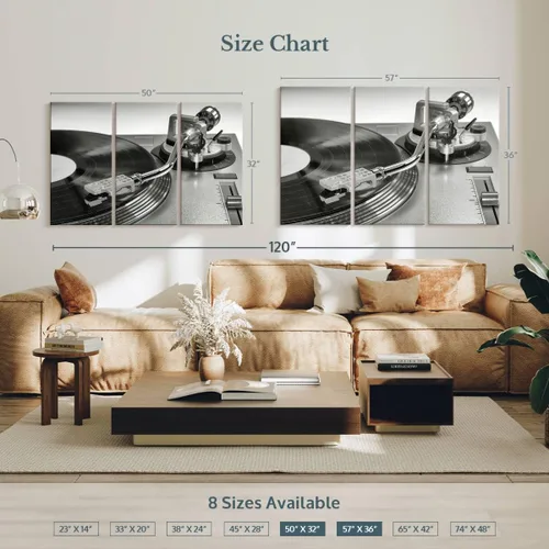 Vista 70 de Elephant Stock BW - Reproductor de discos de vinilo para pared, lienzo horizontal, decoración de pared de sala de estar de 3 piezas, impresión