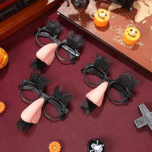 Vista 7 de Gafas de disfraz con divertidas cejas de nariz, nariz y anteojos, disfraz clásico, bigote, recuerdos de fiesta para disfraz de Halloween, fiestas