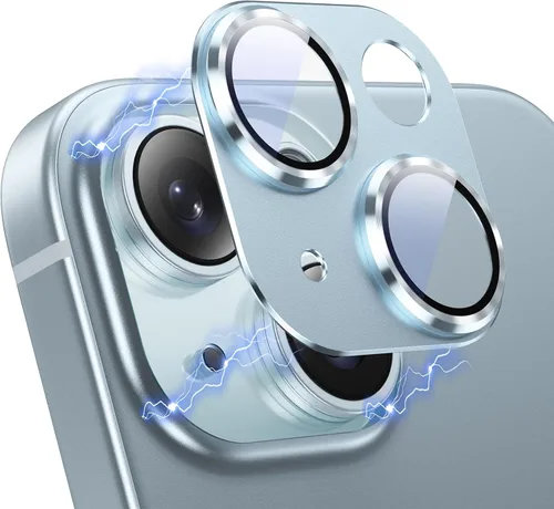 Vista 7 de Korecase Protector de lente de cámara para iPhone 15/iPhone 15 Plus, protección contra caídas, resistente a los arañazos, cubierta de cámara de Negro
