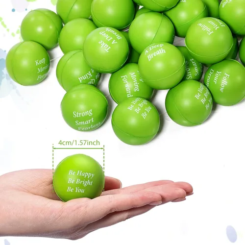 Vista 3 de Aoriher - 36 bolas antiestrés con citas motivacionales para adultos, color verde claro