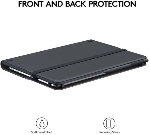 Vista 5 de Logitech Folio universal con teclado Bluetooth 3.0 integrado para Apple de 9 a 10 pulgadas, Android, tabletas Windows, color negro