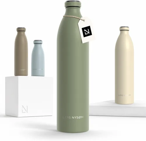 Vista 20 de LARS NYSØM Botella de agua aislada de acero inoxidable de 12 onzas, 17 onzas, 25 onzas, 34 onzas, 51 onzas, frasco térmico aislado para bebidas