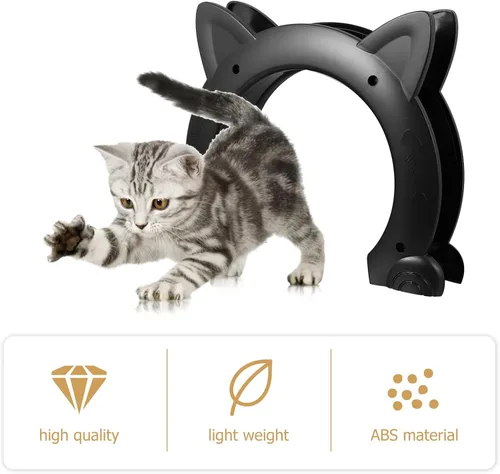 Vista 2 de DOITOOL Puerta interior integrada para mascotas con portal para gatos para pasaje de túnel de bricolaje, puerta ligera de plástico ABS para mascotas