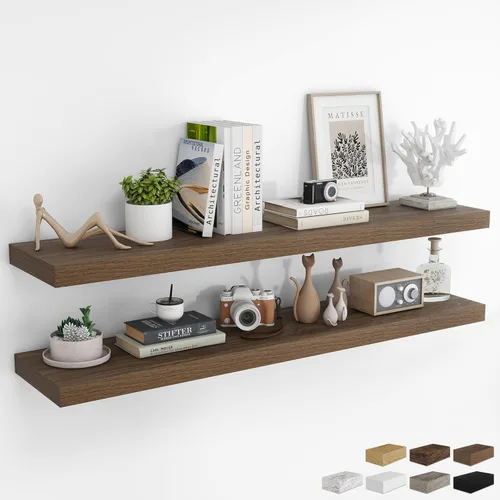 Vista 79 de RICHFOCUS Estantes flotantes de 8 pulgadas para estantes cuadrados de pared para dormitorio, cocina, baño, estante flotante de madera rústica