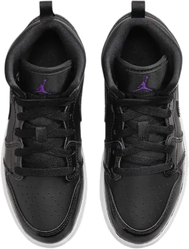 Vista 4 de Air Jordan 1 Mid Pre School, NegroBlanco oscuro
