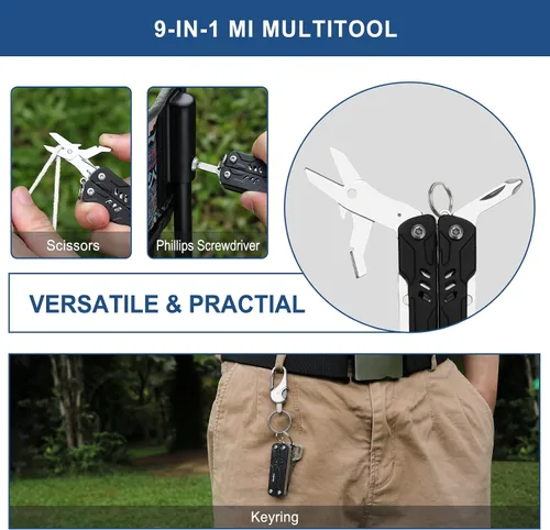 Vista 10 de NexTool Mini multiherramienta - Llavero 9 en 1 multiherramienta con alicates de punta de aguja, tijeras, extractor SIM y destornilladores