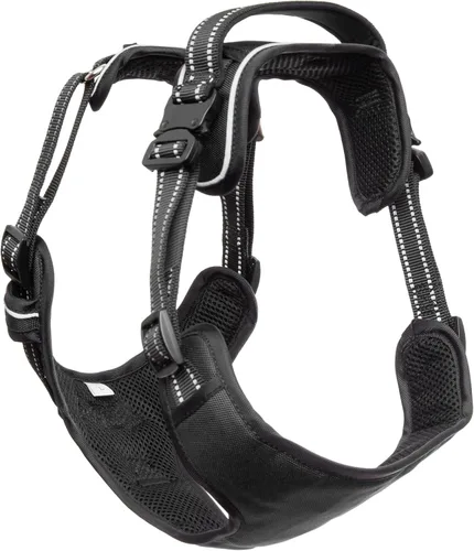 Vista 7 de Chaleco/arnés de cobertura completa ajustable de alta calidad para perros grandes (50-90 libras), clips de metal, mango acolchado, 2 clips