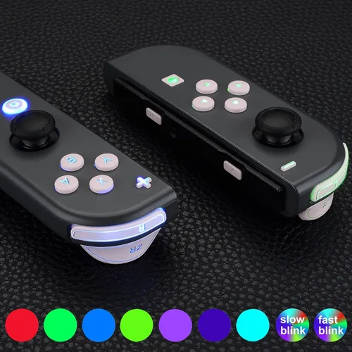Vista 4 de eXtremeRate 7 Colors 9 Modes NS Joycon DFS LED Kit Multi-Colors Luminated Cherry Blossoms Pink Classical Symbols ABXY Trigger Face Buttons for