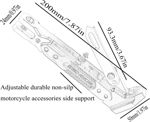 Vista 2 de Soporte de patas de motocicleta universal ajustable modificado CNC de aleación de aluminio, soporte de trípode ajustable, soporte lateral
