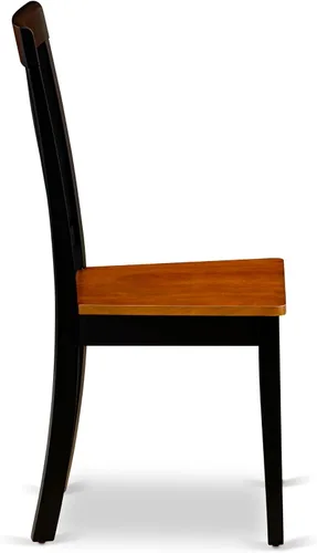 Vista 8 de East West Furniture ANTI3-BLK-W Juego de mesa y sillas de cocina de 3 piezas contiene una mesa de comedor redonda con pedestal y 2 sillas de asiento