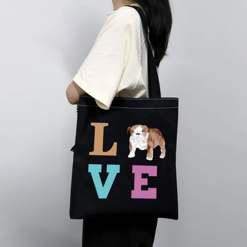 Vista 6 de MBMSO Regalos de bulldog inglés bolsa de mano de bulldog inglés regalos para dueños perros mamá bolsa de compras