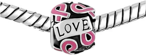 Vista 3 de Dijes de cuentas de concientización sobre el cáncer de mama, cinta rosa de fe y esperanza, compatible con pulsera Pandora, regalos de joyería