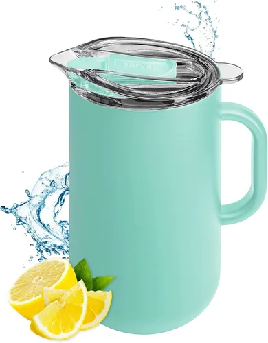 Vista 17 de Jarra Premium Aislada de Served (0.87 cuartos de galón/66oz) - Jarra de Acero Inoxidable con Pared Doble, Forrada en Cobre con Tapa - Jarra Térmica