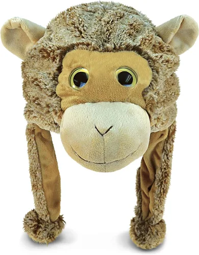 Vista 15 de Puzzled - Sombrero de mapache marrón de peluche - Sombrero súper suave y cálido con orejeras, gorro de invierno acogedor de forro polar para niños