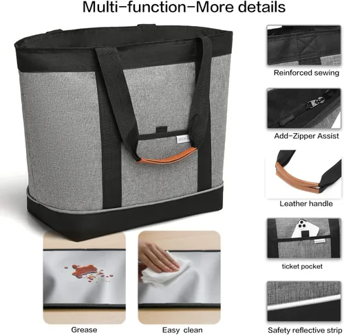 Vista 3 de MIUKAA Bolsa térmica aislada, a prueba de fugas con espuma térmica, ideal para comestibles, viajes, playa y picnic