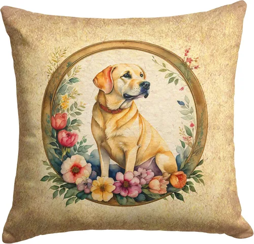 Vista 191 de Caroline's Treasures DAC2072PW1414 Affenpinscher and Flowers - Almohada decorativa de tela, lavable a máquina, para interiores y exteriores