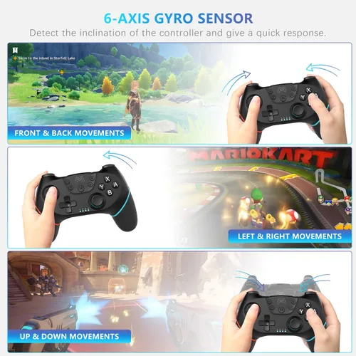 Vista 6 de Deepdawn Controlador de interruptor, controlador profesional inalámbrico compatible con Nintendo Switch, mando de mando inalámbrico con función