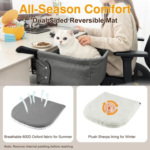 Vista 6 de Cama de escritorio para gatos extra resistente para gatos grandes Gris