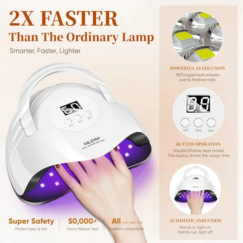 Vista 6 de Kit de esmalte de uñas de gel YALSYNY, con secador de uñas LED UV, kit de taladro eléctrico para uñas, herramientas de uñas DIY para el hogar
