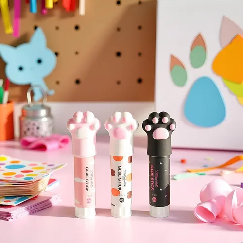 Vista 9 de 3 piezas de color aleatorio garra de gato lindo pegamento palo kawaii papelería vinculación herramienta escuela oficina suministros de una pieza