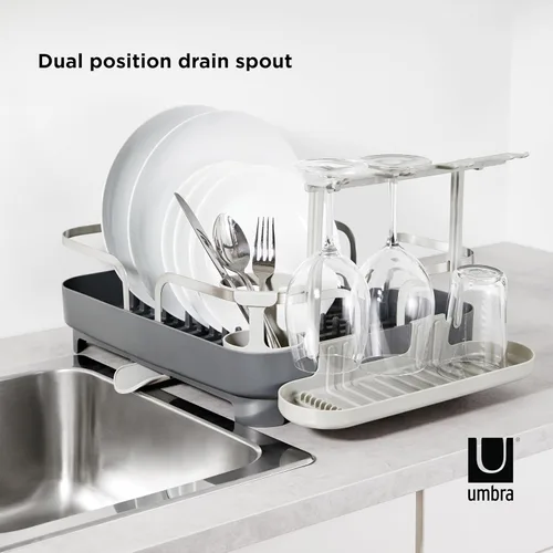 Vista 4 de Umbra Escurridor de platos con funda de plástico moldeado con boquilla de drenaje, carbón