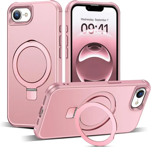 Vista 182 de SKYLMW - Funda compatible con iPhone 11 de 6.1 pulgadas, con soporte magnético invisible tipo anillo, funda translúcida de grado militar, compatible