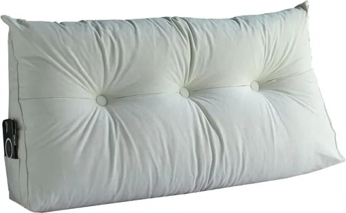 Vista 7 de Almohada de cuña para cabecera para dormir, almohadas de descanso de espalda con funda extraíble, almohada de lectura triangular para sentarse