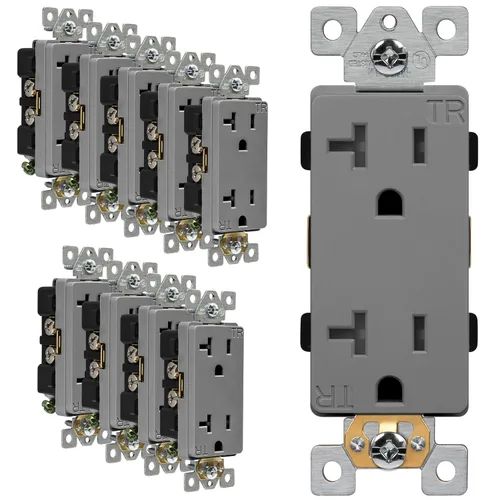Vista 11 de ENERLITES Toma de corriente decorativa de grado industrial, 15A 125V, receptáculo dúplex resistente a manipulaciones, conexión a tierra, 5-15R, 2