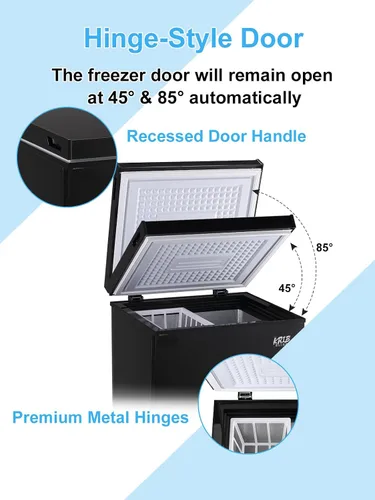 Vista 7 de Chest Freezer 3.5 Cu.Ft Mini 7 Gears Temperature Control Compact Deep Freezer with Top Open Door and Removable Storage Basket Black
