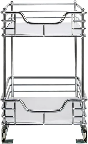 Vista 7 de Household Essentials Glidez - Organizador multiusos de acero cromado con forro de plástico para uso debajo del gabinete, diseño de 2 niveles, se