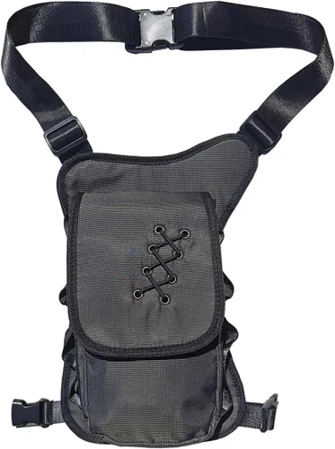 Vista 9 de Bolsa Cangurera Larswon con Ajuste en Muslo y Cintura, Riñonera Táctica, Bolsa para Motocicleta Impermeable A- Verde Ejército