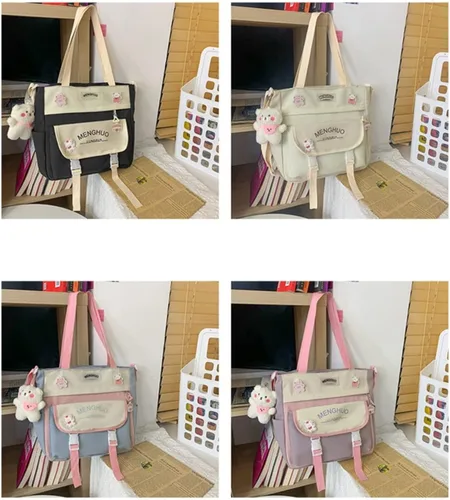 Vista 5 de Bolso cruzado Kawaii para niña bolso de mano de empalme color escolar mochila japonesa mochila astética