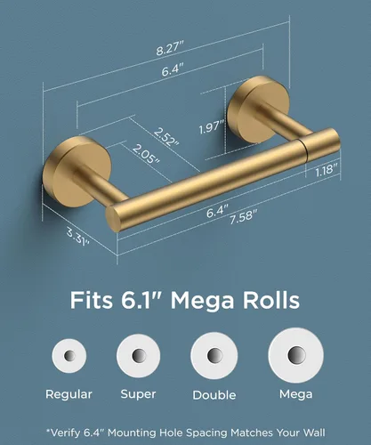 Vista 2 de FORIOUS Soporte de pared para papel higiénico, soporte de rollo de papel higiénico de doble poste giratorio de acero inoxidable para baño