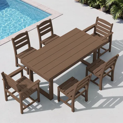Vista 21 de SERWALL HDPE - Juego de comedor al aire libre para 4, 67 pulgadas, para todo tipo de clima, mesa de comedor y sillas sin brazos para terraza Negro