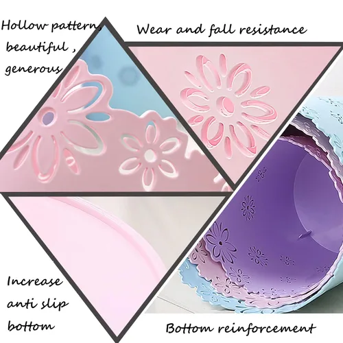 Vista 3 de Wastebasket, forma de flor hueca de plástico sin tapa, papelera de basura - M - rosa
