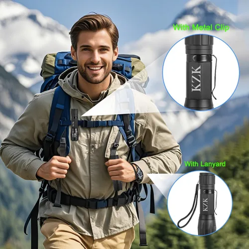 Vista 7 de KZK Linterna LED, linterna táctica brillante de 2500 lúmenes, 5 modos de haz zoomable, impermeable y duradera para campamento, al aire libre