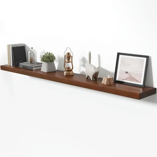 Vista 28 de Estantes flotantes de 20 pulgadas para pared, estante flotante de madera maciza de alta gama con soporte invisible resistente, estantes de pared