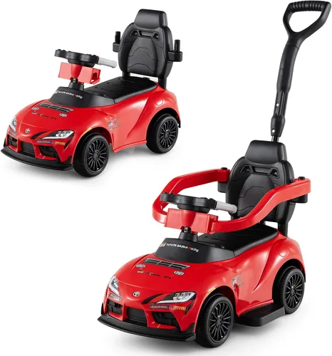Vista 10 de Costzon Coche de empuje para niños pequeños, 3 en 1 Cochecito deslizante para caminar con licencia de Toyota con mango, música, barandilla