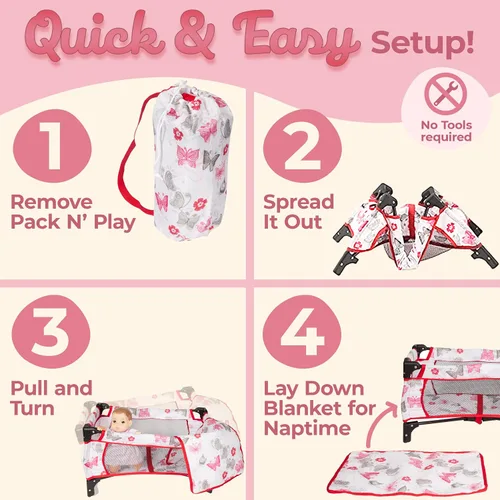 Vista 7 de Litti - Juego de accesorios para muñecas de bebé de 18 pulgadas con columpio, cuna, silla alta y portador, muebles de juguete realistas