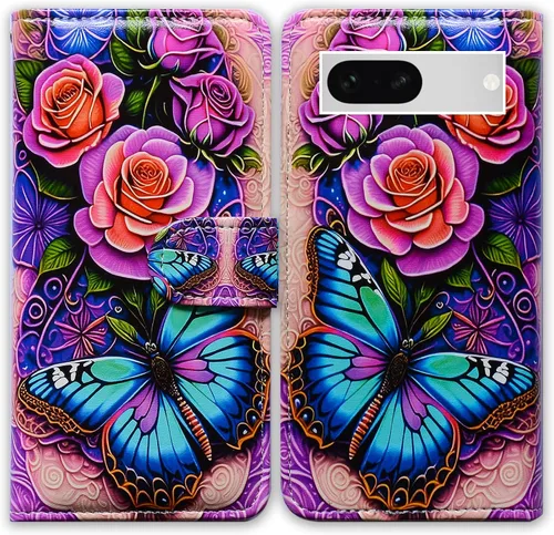 Vista 33 de Bcov Funda para Pixel 7a, diseño de pájaro negro de cuero verde con tapa para teléfono con ranura para tarjetas, soporte para Google Pixel 7a