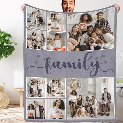 Vista 19 de Manta personalizada con fotos: hecha en EE. UU., manta personalizada para regalo conmemorativo con collage de 10 fotos, mantas personalizadas, manta