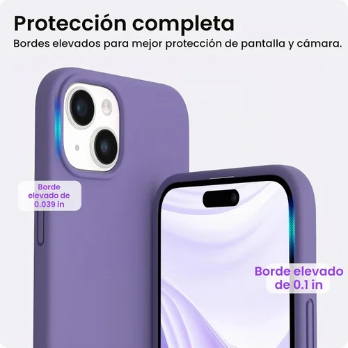 Vista 4 de ORNARTO Funda compatible con iPhone 15 Plus de 6.7 pulgadas, silicona líquida delgada de 3 capas cubierta completa de goma de gel suave, funda