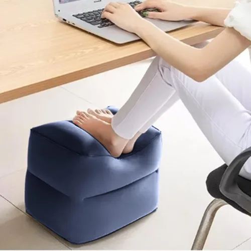 Vista 2 de Reposapiés inflable para viajes aéreos, almohada de viaje de altura ajustable para niños y adultos con 3 capas para avión, automóvil, autobús