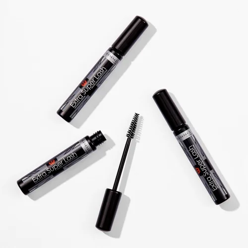 Vista 3 de Rimmel Máscara de pestañas Extra Super Lash Negro, 0.27 onzas líquidas (paquete de 2)