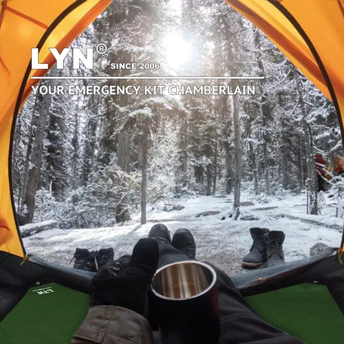 Vista 6 de LYN Manta de emergencia resistente, equipo de supervivencia, impermeable, aislada, lona de emergencia para camping, senderismo, bushcraft