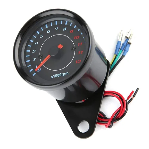 Vista 6 de Tacómetro electrónico universal con retroiluminación LED de 12 V, medidor de motocicleta de CC, construcción de aluminio, requiere instalación