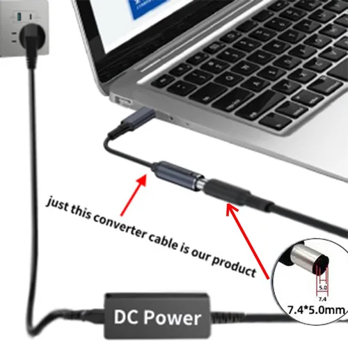 Vista 3 de DC 0.291 in x 0.197 in entrada hembra a USB C PD macho cable de carga de alimentación, 100 W DC7450 a USB tipo C PD salida 5V/9V/20V cable con chip