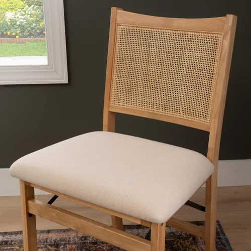 Vista 4 de Powell Kasi Silla Lateral de Comedor Plegable de Caña de Ratán Beige, Natural