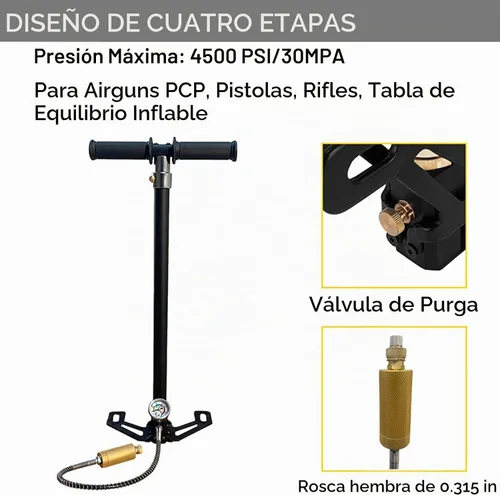 Vista 3 de 30Mpa 4500Psi 4 Stage PCP Hand Pump Air Compressor High-Pressure Drive HPA Air Tank for Hunting Air Rifles